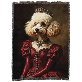 Pure Country Weavers Lady Poodle Blanket - Royal Gift for Dog Lover - Cotton Tapestry Throw - Made in The USA - 72"x54"