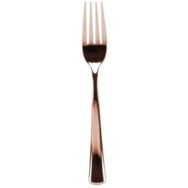 Lillian Collection Glossy Plastic Forks | 5 1/2" x 1" | Rose Gold | 24 Pcs