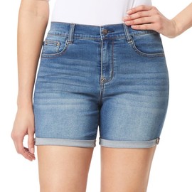 WallFlower Women's Size Irresistible Denim Shorts High-Rise Insta Soft Juniors (Standard, Holly, 24 Plus