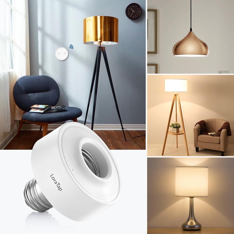 LoraTap Wireless Remote Control E26 Light Socket with Remote, 915MHz