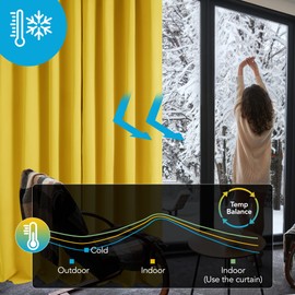 Deconovo Deconovo Thermal Insulated Eyelet Blackout Curtains for Bedroom 66 x 90 Inch Mellow Yellow 2 Panels