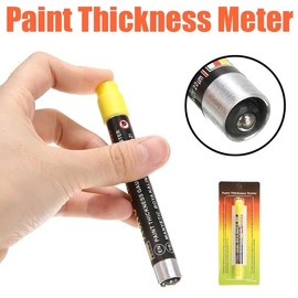 Car Paint Coating Thickness Gauge, Pen-Type Waterproof Automotive Coating Thickness Tester with Magnetic Tip & Micron-Level Color Scale for Verifying The Car Thickness of Paint (Yellow)