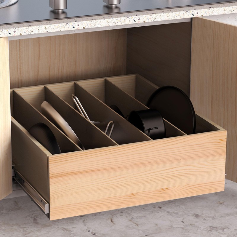 Mulush Pull Out Cabinet Organizer with Divider, 22''W×21''D×7''H Soft Close
