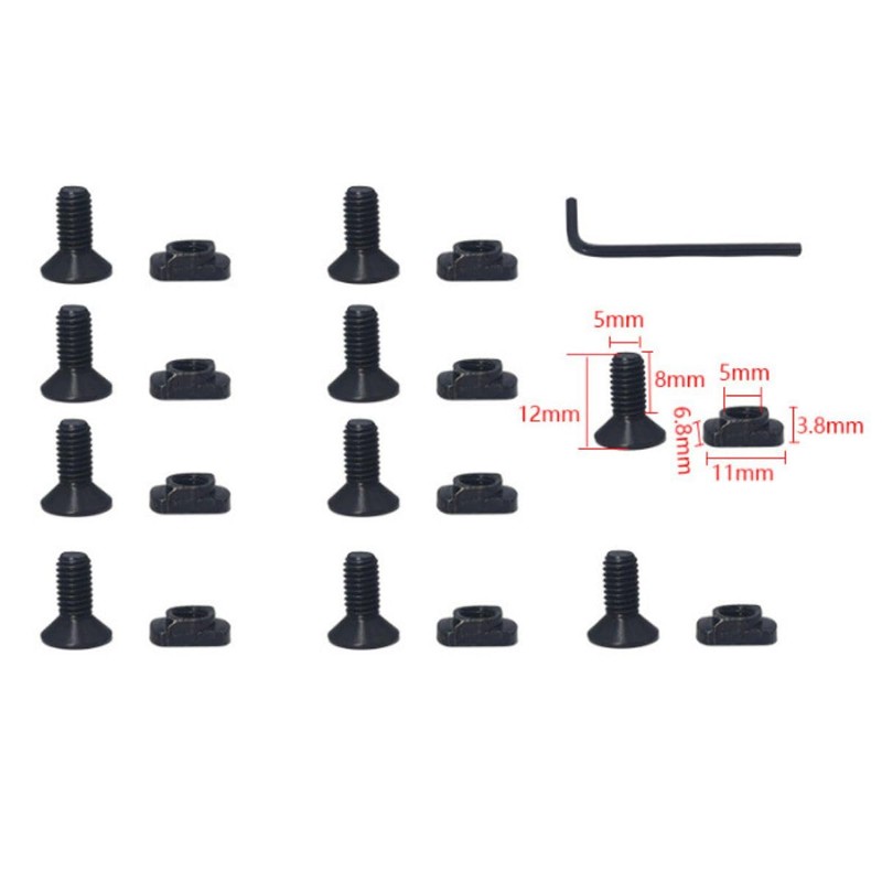 12pcs M5 T-Nut Screw Replacement Sets,Compatible with Rail Mount, Mlok