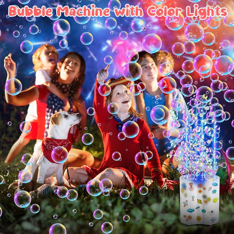 Babuloo Fireworks Bubble Machine, Automatic Bubble Making Machine for Kids