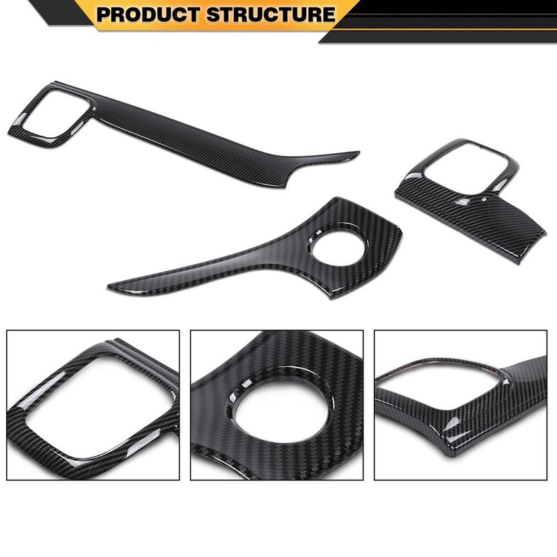 CNNELL Dashboard Panel Door Handle Trim Bezels Carbon Fiber Compatible