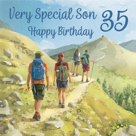 Hunts England - 35th Son Walking Birthday Card - Milo's Gallery - Age 35 Walkers Fun Birthday Card For Son - Birthday Card For 35 Year Old Hiking Fan - Age Thirty Five