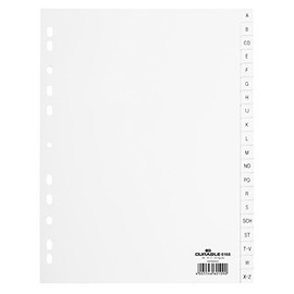 Durable 616002 Index Dividers A4 Vertical Format with Numbered Tabs 1-31 and Universal Punched Spine, Full Cover, Polypropylene, White A-Z, 20-tlg. white