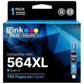 E-Z Ink Compatible Ink Cartridge Replacement for 564XL 564 XL to Use with 3520 3522 4620 5520 6510 6520 7520 7525 (1 Cyan)