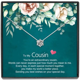 JeeweLife Sterling Silver Necklace for Cousin - Birthday Gift for Women, Best Cousin Ever