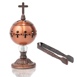 Traditional Incense Burner – Copper Charcoal Censer with Clip – Aromatherapy Resin Holder for Church, Meditation, Yoga, and Home