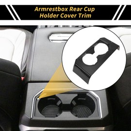 REPAIROCK 1 Pcs Armrestbox Rear Cup Holder Cover Trim for Ford F-150 2015-2020 Rear Seat Armrest Cup Holder Cover Trim Carbon Fiber ABS Black