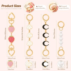 TINKRSTUFF 4Pcs Bag Extender Chain (Multishapes and Pearl) Purse Extender Chain Bag Strap Extender for Handbags Crossbag Shoulder Bag, Metal Gold Chain Replacement Purse Bag Chain Accessories