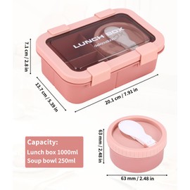 Huifoo Lunch Box Set, 1250 ml Lunch Box with Compartments Children, Adults, Lunch Box, Breakfast Box, Lunch Box, Lunch Box, Lunch Box, Lunch Box, Lunch Box with Cutlery