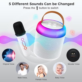 Kids Karaoke Machine, Portable Bluetooth Speaker with 2 Wireless Microphones, Dynamic Lights Karaoke Machine for Kids, Birthday Party Home, Outdoor(White)