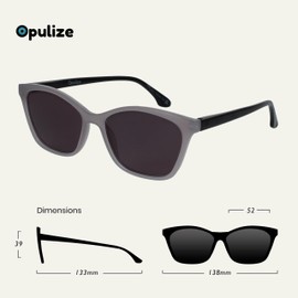 Opulize KAT - anteojos de lectura de sol - Marco de ojo de gato - Hombres y mujeres - Bisagras de resorte - S59, Brillante Gris Pálido - Lente Tinte Gris, +2.50 Magnification