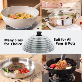 Cylvoorp Glass Lids, Replacement Tempered Clear Glass Lids with Steam Vent，Covers For pots, pans and skillets，Available in Small and Large 8, 9.5, 10.25, 11, 12, and 12.5 Inch