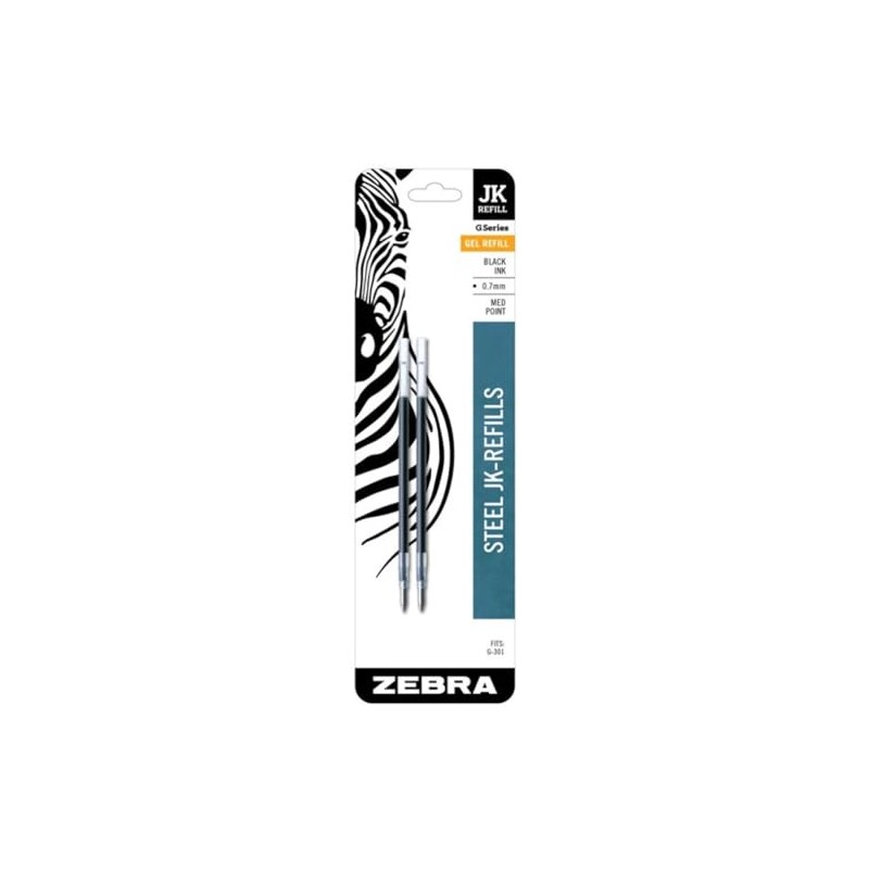 Zebra G-301 Stainless Steel Pen JK-Refill, Medium Point, 0.7mm, Black