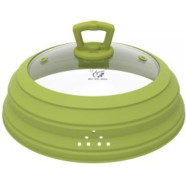 GLOU-GLOU GOOSE GGG Vented Glass Microwave Splatter Guard Lid with Collapsible Silicone - Large 1...