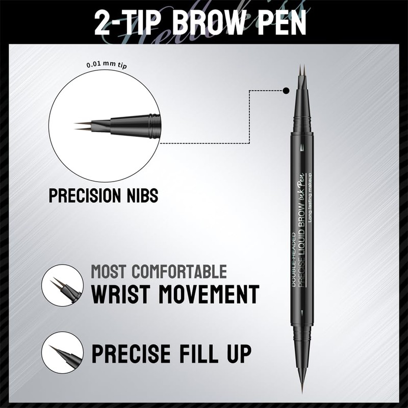 Dual Tip Eyebrow Pencil Waterproof with Comb Tip & Needle