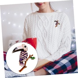 Healeved 1pc Parrot Brooch Curler Pins Lapel Funny Brooches Heatless Hat Vintage Accessories Control Rhinestone Decoration Retro Decor Oil Drop Badge Cartoon Decor Purple Zinc Alloy