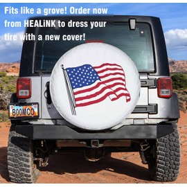 HEALiNK 14" Universal White American Flag Tire Cover Wheel Covers for All Cars Tyre Diameter 60-69cm (23"-27")