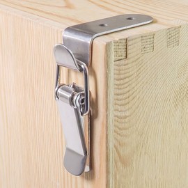 Lesnala 8 Pcs Stainless Steel 90 Degree Spring Toggle Lock Generic Latch with Mounting Screws for Box Cabinet Door Barn Wooden Case Toolboxes