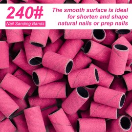 Difenni Sanding Bands for Nail Drill,Sanding Bands Nail Drill Bits 100Pcs Nail Sanding Bands Fine Grit #240 with 3/32” Nail Sanding Bit for Manicure & Pedicure