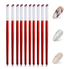 10PCS Ombre Nail Art Brushes, Wood Pen Nail Design Brushes for Gel Nail Gradient, Professional Nail Design Brush Tools Acrylic Nail Accessories(Red)