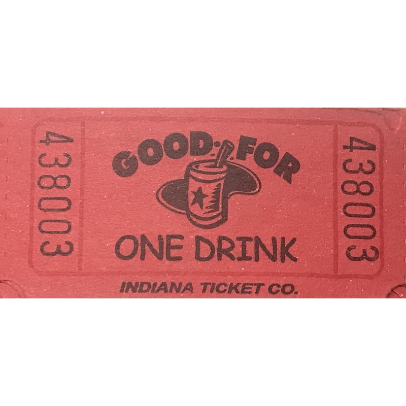 2000 Red Good For One Drink Single Roll Consecutively Numbered