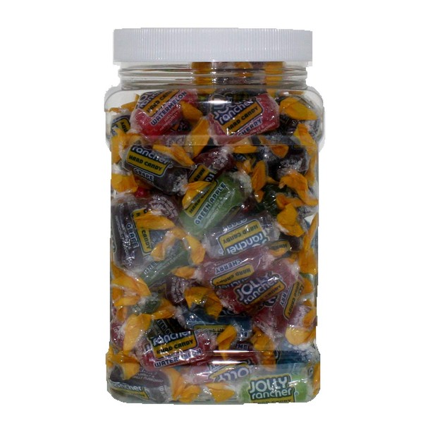 Jolly Rancher 1.5 Pounds Individually Wrapped Assorted Fruit Flavored Hard Candies - Original Bulk Jolly Ranchers in 48 FL OZ Gift Ready Reusable Square Jar