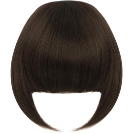 Bangs Hair Clip in Bangs Hair Extensions Synthetic Flat Bang with Temples Front Face Fringe Bangs Hair Pieces for Women Saddle Brown