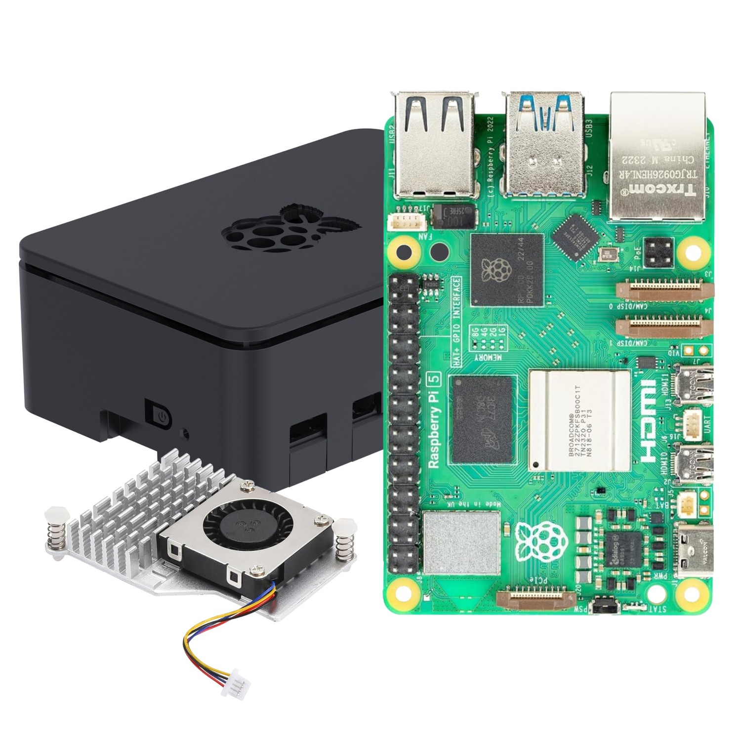 Raspberry Pi 5 Single Board Computer 8GB RAM with Case and Active ...