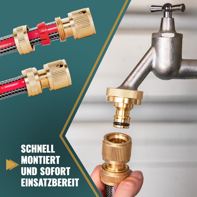 Poppstar Plug-In System Hose Coupling Brass with Water Stop for