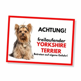 Yorkshire Terrier Free-Ranging Dog Sign Saying Door Sign Dog Sign Warning Sign Gift Idea Safety Sign Dog Private Property Dog Warning Warning