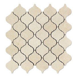 Crema Marfil Spanish Marble Lantern Arabesque Mosaic Tile, Polished