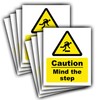 8-Pack Caution Mind The Step Vinyl Sticker Sign - 110mm