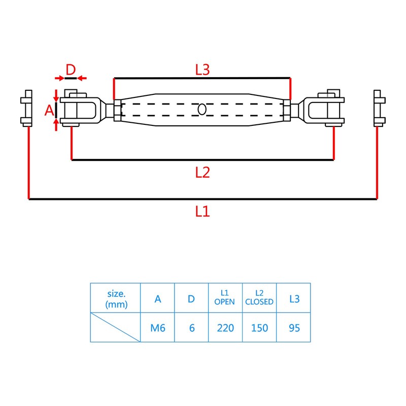 SING F LTD Stainless Steel 6Mm Closed Body Rigging Screw