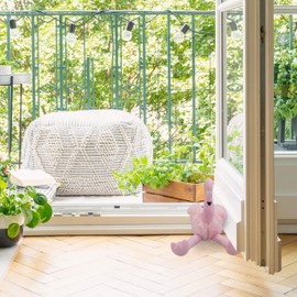 Relaxdays Flamingo Fabric Door Stop 23cm High Heavy Floor Indoor Decorative Animal Door Buffer Soft Pink