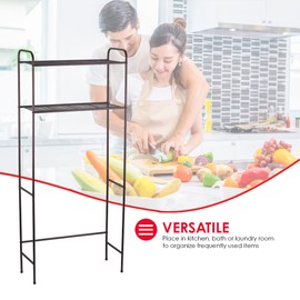 Home Basics 2 Tier Over The Toilet Bathroom Space Saver, Metal Bathroom Shelf Storage Unit, Anti-rust (Bronze)