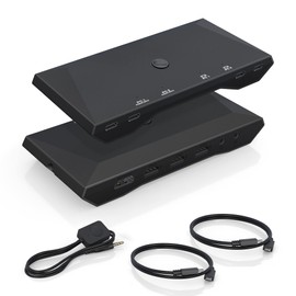 USB C KVM Switch, 4K@60Hz Dual Ports USB Type-C KVM Switches for 2 Computers Share One HDMI HD Monitor, Audio Microphone Output, USB C Switch Selector with 3 USB Supported USB Devices Keyboard Mouse