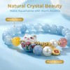 Feng Shui Lucky Cat Bracelet with Blue Crystal & Ceramic