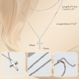 MILAKOO Mehrschichtige Halskette für Frauen Silber Plattiert Zierliche Perlen Ketten Link Kreuz Halskette Stapelbar Halskette Halsband Choker