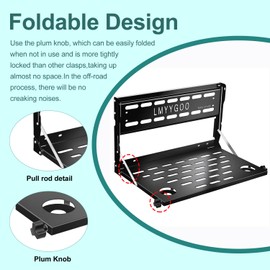 LMYYGOO 2024 Ford Bronco Tailgate Table, Heavy Duty Alloy Steel, 2021-2025 Bronco 2/4 Rear Door Tailgate Table and Molle Panel (Single-Layer)