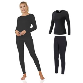 Channo Set Termico Donna Morbido Leggero Caldo e Traspirante Nero L