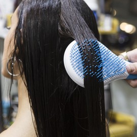 Michel Mercier Wet and Dry Hair Detangler Soft Bristles Hair Brush - Thick and Curly Hair - Blue-White - 1 pc