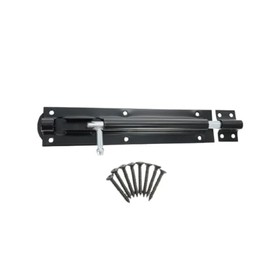 Garden Gate Shed Door Straight/Necked Tower Barrel Bolt Catch Black 4" 6" 8" (Straight Tower Bolt, 230mm 8" Inch)
