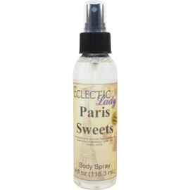 Eclectic Lady Paris Sweets Body Spray, Double Strength, 4 ounces, Body Mist for Women with Clean, Light & Gentle Fragrance, Cologne with Soft, Subtle Aroma For Daily Use