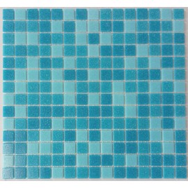 Pool Mosaic Swimming Pool Mosaic Glass Mosaic Blue Mix Front Paper Glued for Pool Mosaic Stone Format in 20 x 20 x 4 mm Mat Dimensions 327 x 305 mm - 1 Mosaic Mat = 0.1 m²
