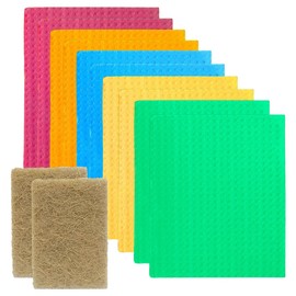 Swedish Dishcloths – Pack of 10 + 2 Eco Sponges, Reusable & Eco-Friendly Sponge Cloths for Kitchen, Versatile Dish Cloths for Washing Up & Home Cleaning, Durable & Absorbent, 18x20cm